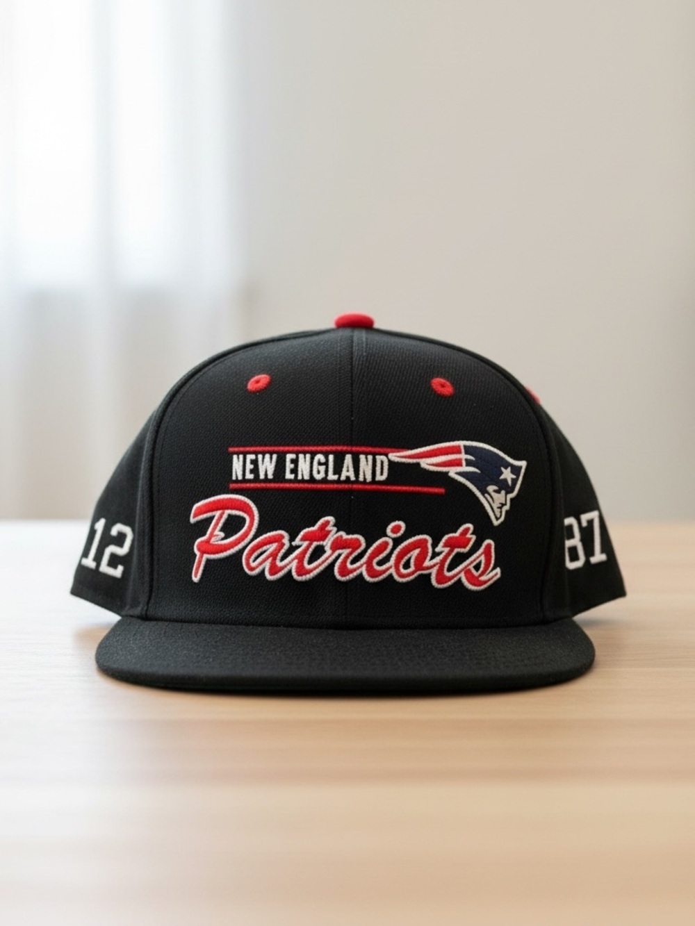 Reebok New England Patriots Snapback Hat Black Red NFL Cap OSFA